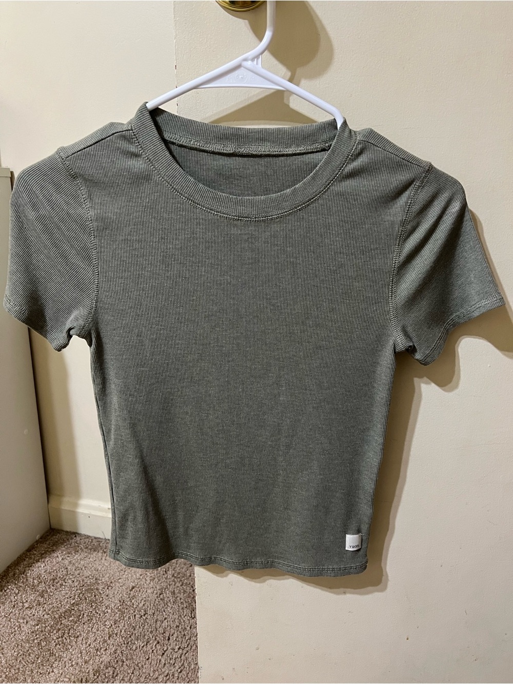 Vuori Women's Short Sleeve Ribbed Tee - Olive Green